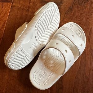 White CROCS sandal slides